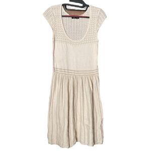 American Eagle Cap Sleeve Sweater Dress Cream Metallic Gold Size Medium